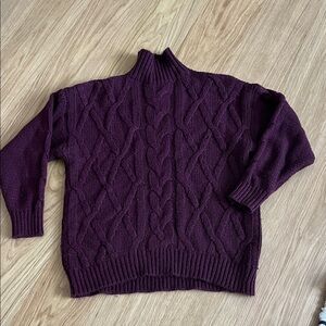 Express Women’s Plum Cable Knit Mock Neck  Sweater size XS